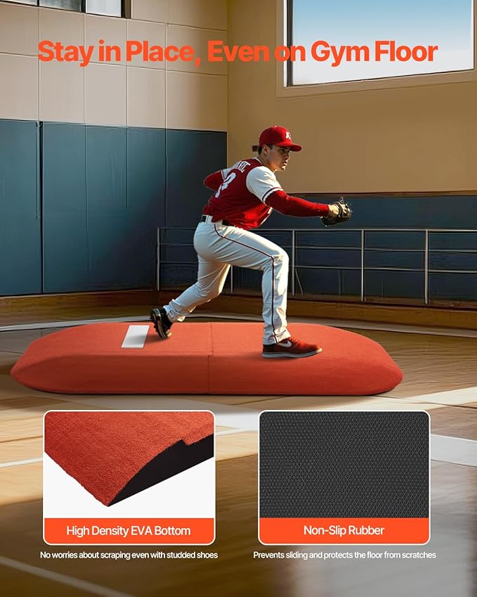 VEVOR Pitching Mound, Baseball Game Mound, Indoor/Outdoor Pitching Practice and Training Equipment, Softball Pitching Aids with Antifade Turf and Pitching Rubber
