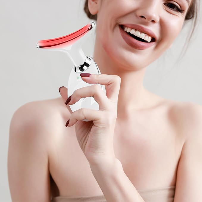 Facial Massager Red-Light-Therapy-for-Face and Neck, Face ๐ฒ culpting Wand with 7 Color (Light White)