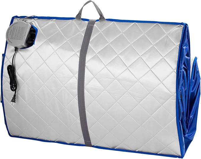 Infrared FAR IR Negative Ion Portable Indoor Personal Spa Sauna by Durherm with Air Ionizer, Heating Foot Pad and Chair, 30 Minutes Timer, Large, Silver