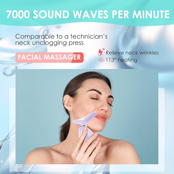 Facial Massager Red-Light-Therapy-for-Face and Neck, Face ๐ฒ culpting Wand with 7 Color (Light Purple)