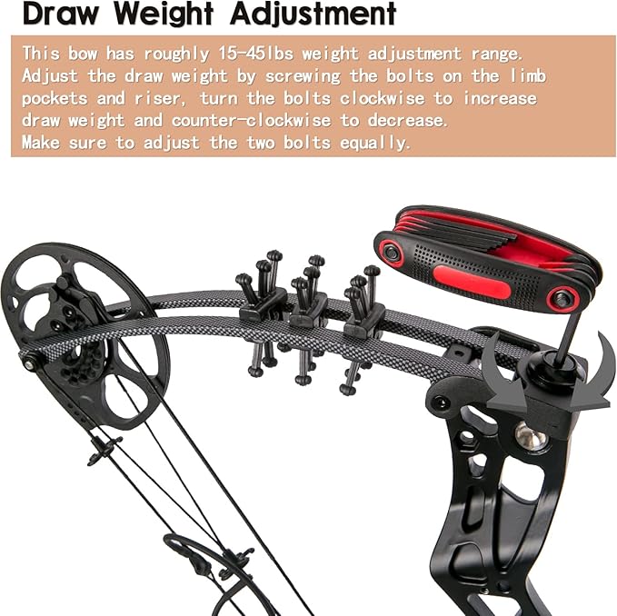 Youth Compound Bow Set 15-45 Lbs for Teens and Beginner, Package with Archery Hunting Equipment, Max Speed 260fps, Adjustable, Right Hand