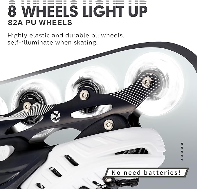 Inline Skates for Kids and Adult, Adjustable Fun Illuminating Skates for Girls, Boys, Women and Men Outdoor and Indoor, Beginner-FlexoryFit