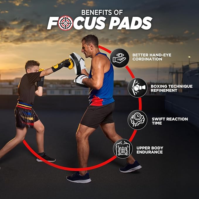 WYOX Curved Boxing Punch Mitts β Boxing Pads Training Set, Punching Mitts for Adults, Kickboxing Pads, Muay Thai Pads, Karate Pads, MMA Training Equipment, Martial Arts Focus Pads