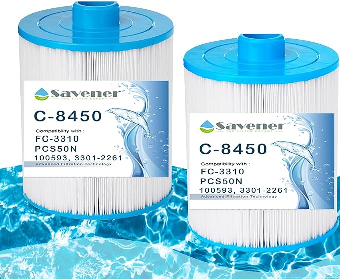 C-8450 Spa Filter Cartridge Replacement for FC-3310, PCS50N, 100593, 3301-2261, Maax Spas, 80501, 50 sq.ft, 2 Pack