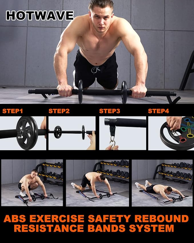 HOTWAVE Portable Exercise Equipment with 16 Gym Accessories.20 in 1 Push Up Board Fitness,Resistance Bands with Ab Roller Wheel,Full Body Workout at Home-FlexoryFit