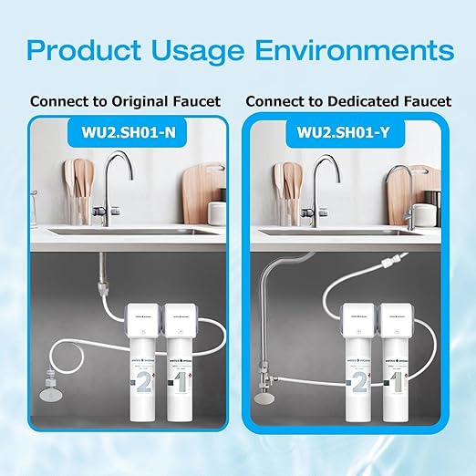 0.01μm Under Sink Water Filter, Multi-Stage Ultra Filtration for Baçtёria, Chlorine & Odor Reduction, 9K Gal/2-Yr, Easy Install with Dedicated Faucet, WU2.SH01-Y