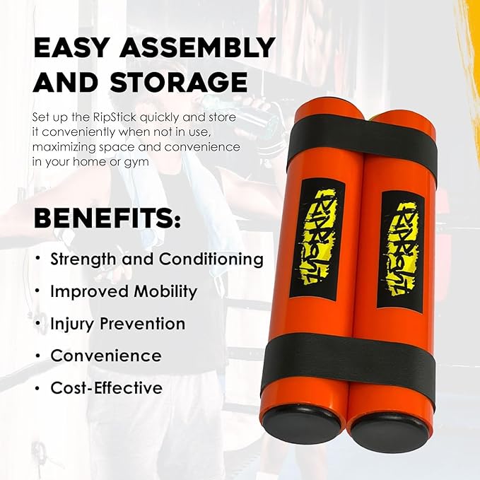 RipStick, Workout Equipment for Joint Rehab, Shoulder and Resistance Training, Muscle Building and Core Workout Equipment with 6 Adjustable Resistance Bands-FlexoryFit