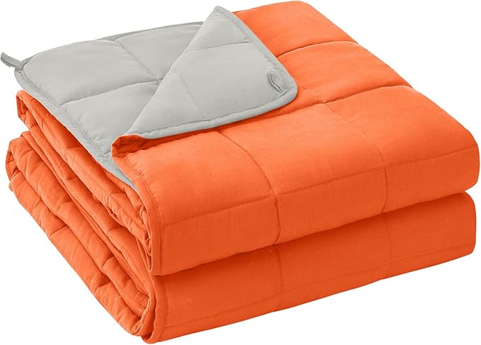 yescool Weighted Blanket for Adults (25 lbs, 88โ x 104โ, Orange) Cooling Heavy Blanket for Sleeping Perfect for 240-260 lbs, King Size Breathable Blanket with Premium Glass Bead