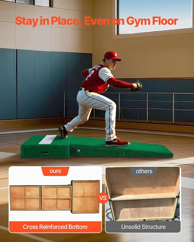 VEVOR Pitching Mound, Baseball Game Mound, Indoor/Outdoor Pitching Practice and Training Equipment, Softball Pitching Aids with Antifade Turf and Pitching Rubber