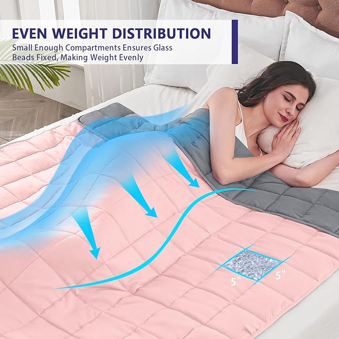 King Size Weighted Blanket for Adults (20 lbs, 80โ x 87โ, Pink Grey) Cooling Heavy Blanket for Sleeping Perfect for 190-210 lbs, Breathable Blanket for Adults & Couple All Season, Machine Washable