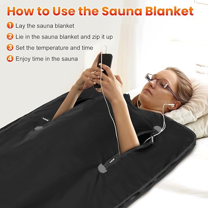 Sauna Blanket, Sauna, Portable Sauna for Home, 86-158℉, 20-60 Minutes Timer, 6 ft x 2.62 ft