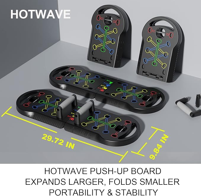 HOTWAVE Push Up Board Fitness, Portable Foldable 20 in 1 Push Up Bar at Home Gym, Pushup Handles for Floor. Professional Strength Training Equipment For Man and Women,Patent Pending-FlexoryFit