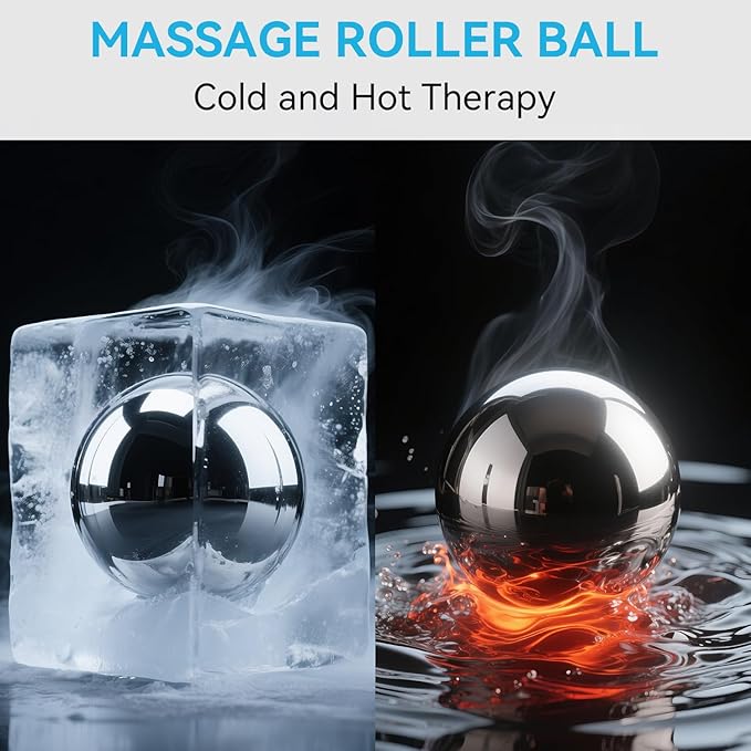 iECO Massage Ice Roller Ball - Stainless Steel Cold & Heat Therapy Massage Tool for Deep Tissue, Sore Muscle, Trigger Point, Muscle Knots Full Body Relax-FlexoryFit