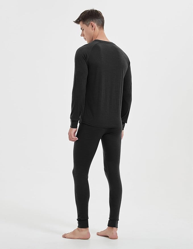 Iguana Mens 100% Merino Wool Base Layer Sets for Ski Lightweight Thermal Underwear-FlexoryFit
