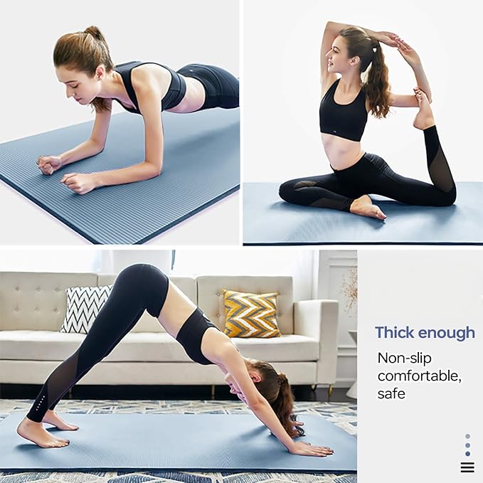 Thick Yoga Mat Non Slip, Large Size 72" L x 32" W x 0.6" TH, Premium Exercise & Fitness Mat with Carrying Strap and Bag, Workout Mats for Home-FlexoryFit