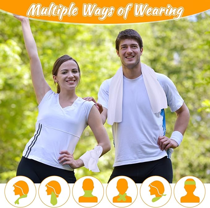 20 Pcs Cooling Towel 40" x 12" Ice Towel for Neck and Face Microfiber Chilly with Bag Breathable Yoga Gym Stay Cool Towels Sweat Rag for Workout Running Camping Pilates Beach Accessories (White)-FlexoryFit