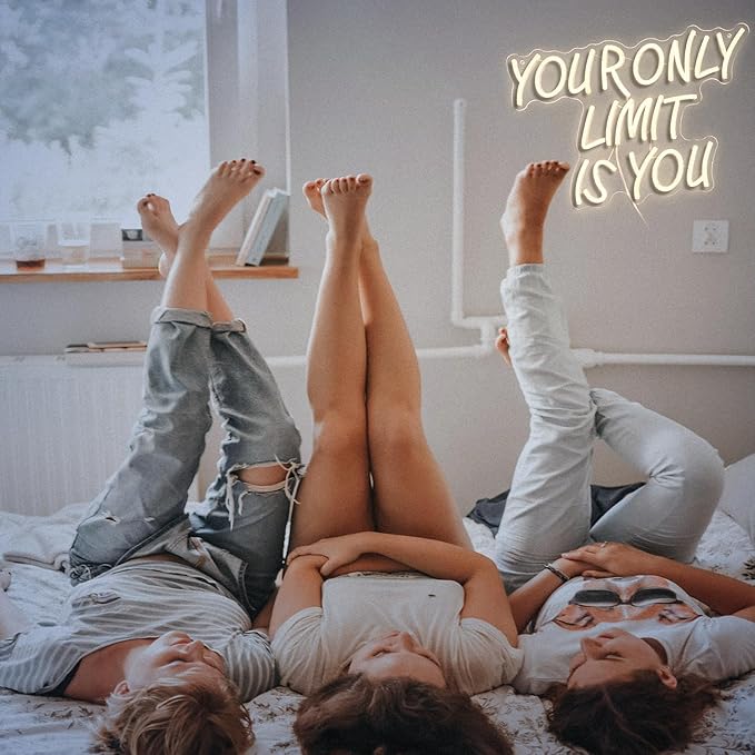 Your Only Limit Is You Neon Sign USB Powered Motivational Letters Neon Light Sign for Wall Decor Dimmable LED Warm White Positive Quote Light Up Sign for Classroom Bedroom Office Study Room