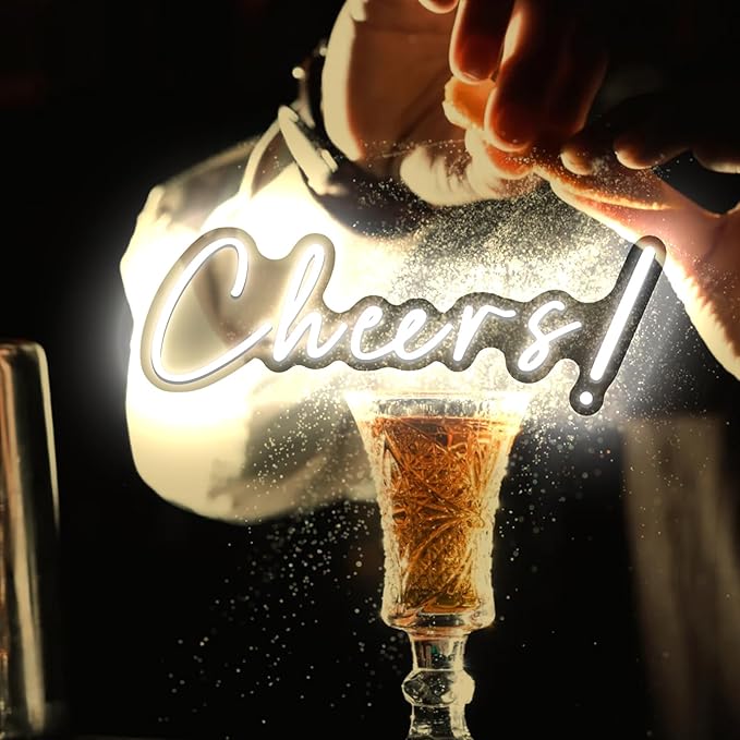 Cheers Neon Signs Cheer Sign for Bar Light Sign for Wall Decor USB Powered Neon Sign for Bar Club Gaming Room Home Birthday Party Decor Sign Gift White (18.5 * 6.69in)-FlexoryFit
