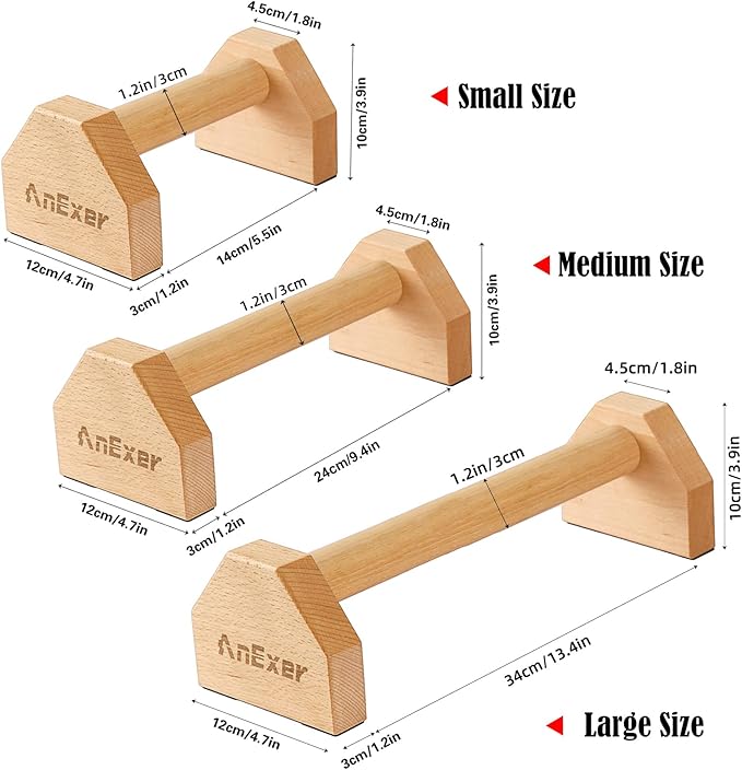 Push Up Stands, Handstand Parallettes Bars, Solid Wood Push Up Bars with Non-Slip Mat Push up Handles for Floor Exercise Home Workout Equipment for Men & Women Strength Training-FlexoryFit