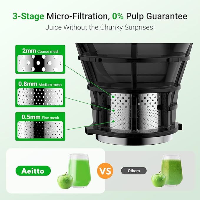 Juicer Machines,Aeitto Cold Press Juicer with 5.3“ Extra Large Feed Chute for Whole Fruits & Vegetables, Juice Extractor Machine, Self Feeding, Easy to Clean, High Juice Yield, Black-FlexoryFit