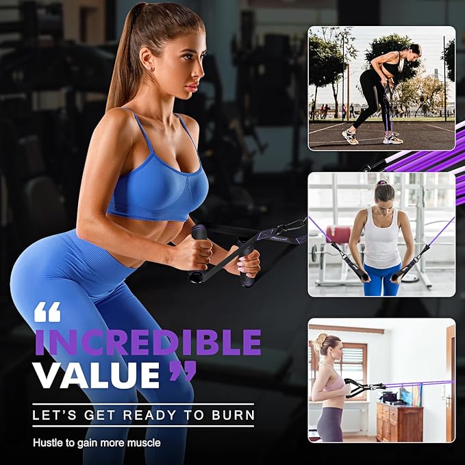 HPYGN Resistance Bands, Exercise Bands with Handles, Fitness Bands, Workout Bands with Door Anchor and Ankle Straps, for Heavy Resistance Training, Physical Therapy, Shape Body, Yoga, Home Workout Set-FlexoryFit