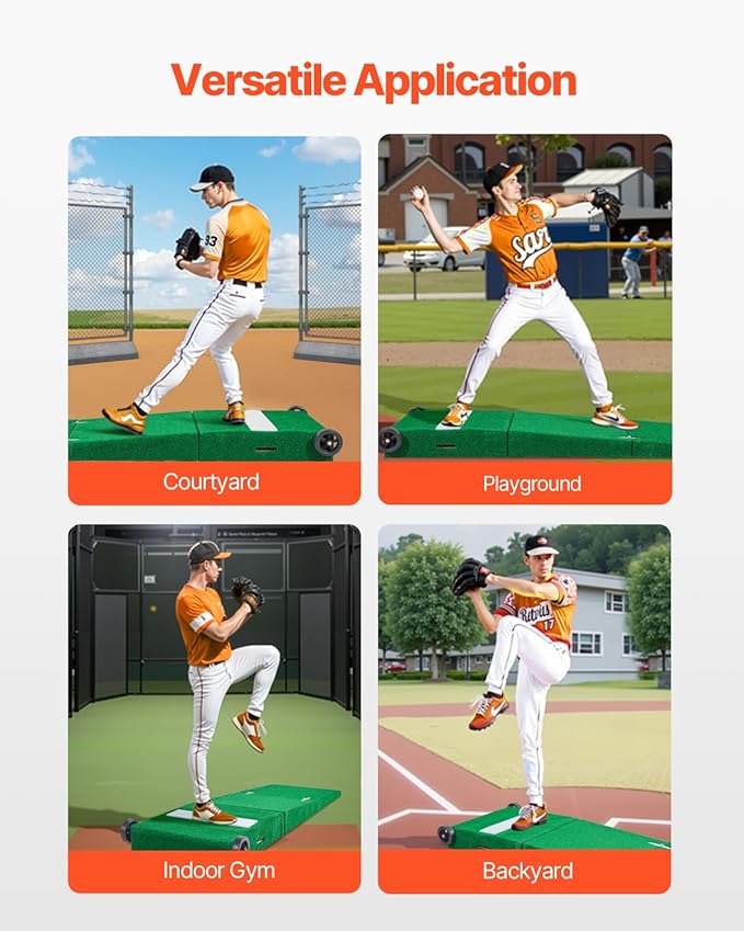 VEVOR Pitching Mound, Baseball Game Mound, Indoor/Outdoor Pitching Practice and Training Equipment, Softball Pitching Aids with Antifade Turf and Pitching Rubber