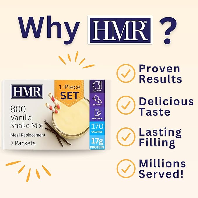 HMR 800 Shake Meal Replacement Mix | Vanilla Shake Powder to Support Healthy Weight Loss | 17g of Protein | Easy to Make | Low Calorie Food | Triple Pack, 7 Servings-FlexoryFit