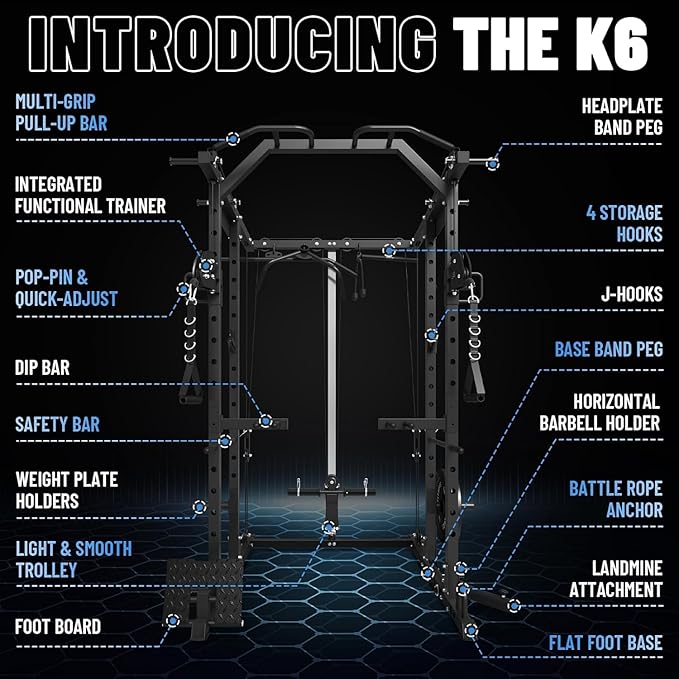 Mikolo Power Cage, Power Rack with Cable Crossover System, 1500LBS Squat Rack with LAT Pull Down System, Workout Cage with Pulley System for Fitness Home Gym-FlexoryFit