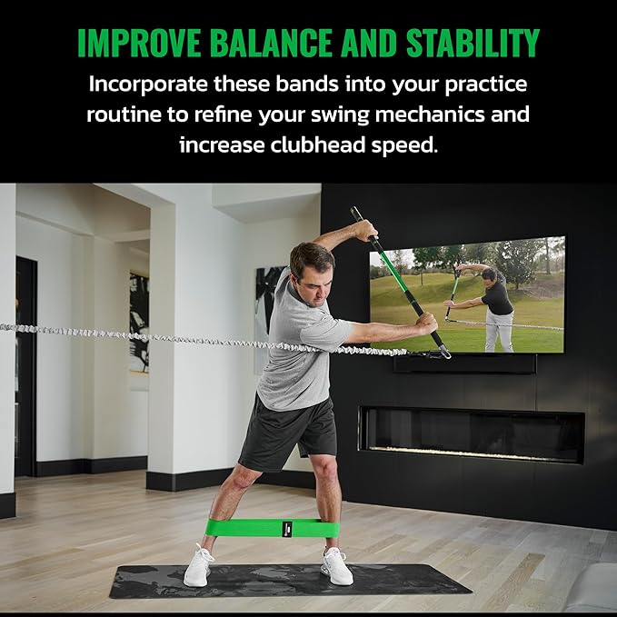 GolfForever Mini Bands Proven by Golfer Scottie Scheffler | Golf Training Premium Fitness Bands | Premium Golf Training Aid to Improve Strength Flexibility & Swing Posture | 3 Resistance Levels | 3pcs-FlexoryFit
