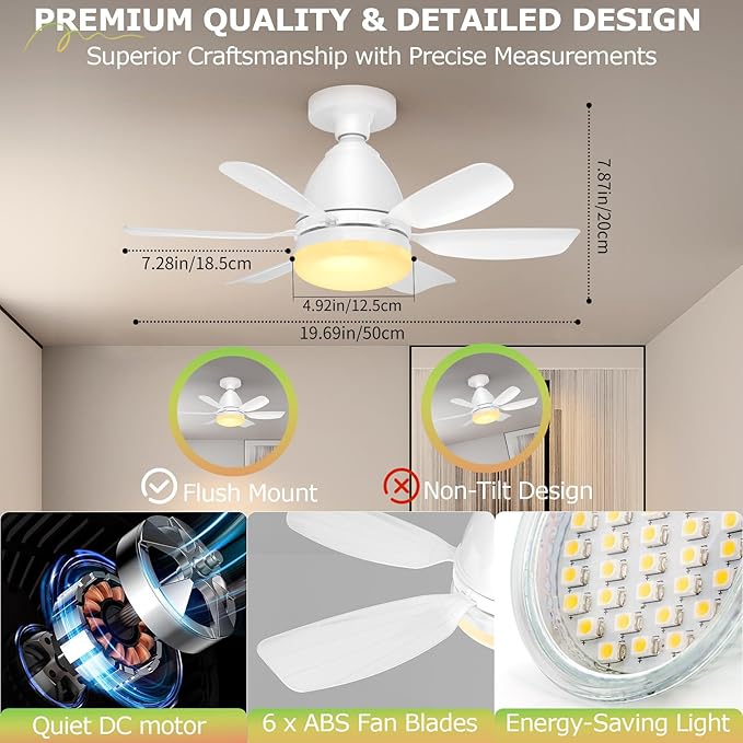 Socket Fan Light Ceiling Fans with Lights and Remote, Dimmable LED 3 Colors 3000K-6500K, 1556 Lumens Light Bulb Screw in Ceiling Fan for Bedroom, Kitchen, Living Room, Closet