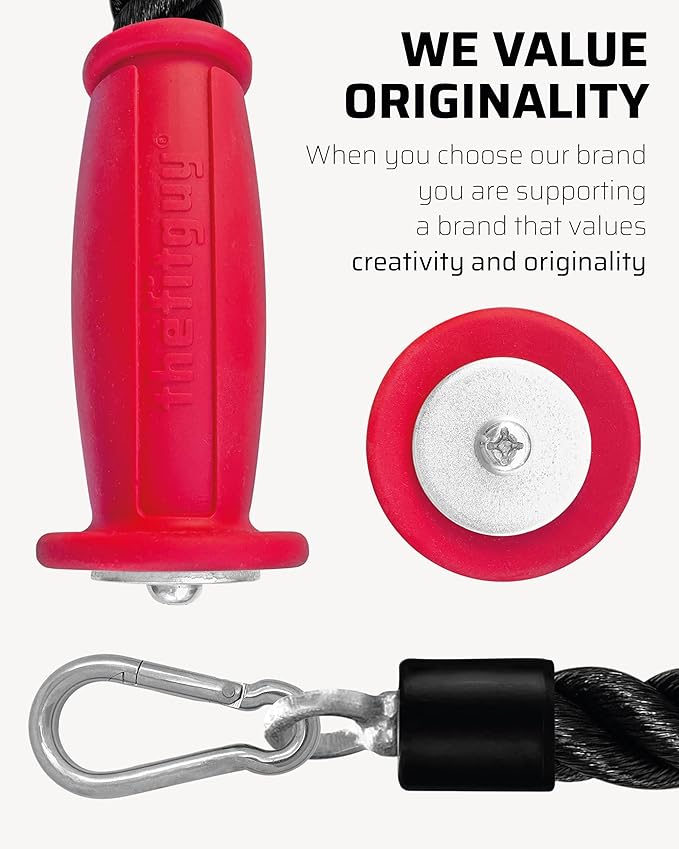 2 Ergonomic 16.5" Single Tricep Ropes | Non-Slip Cable Attachment | Wrist Pressure Relief | Grip Strength & Forearm Activation | Home & Commercial Gym Accessory, For Cable Machine, Smart Gym-FlexoryFit