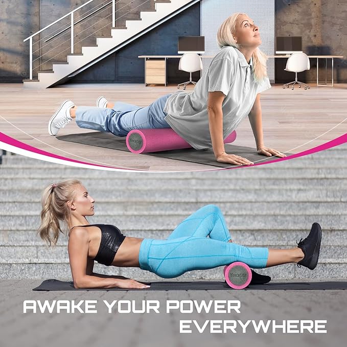 Yes4All High-Density EPP Round Back Roller Foam, Exercise Foam Roller for Yoga, Pilates & Stretching - 12, 18, 24, 36 inch-FlexoryFit