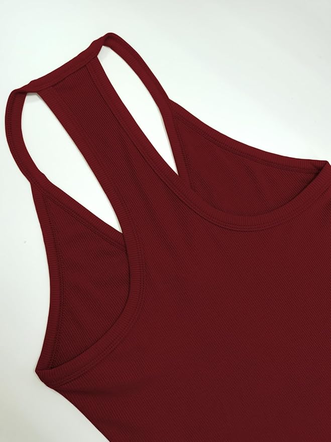 iGENJUN Workout Tops for Women Racerback Basic Tank Summer 2025 Camisole V Neck Slim Fit Ribbed Sleeveless-FlexoryFit
