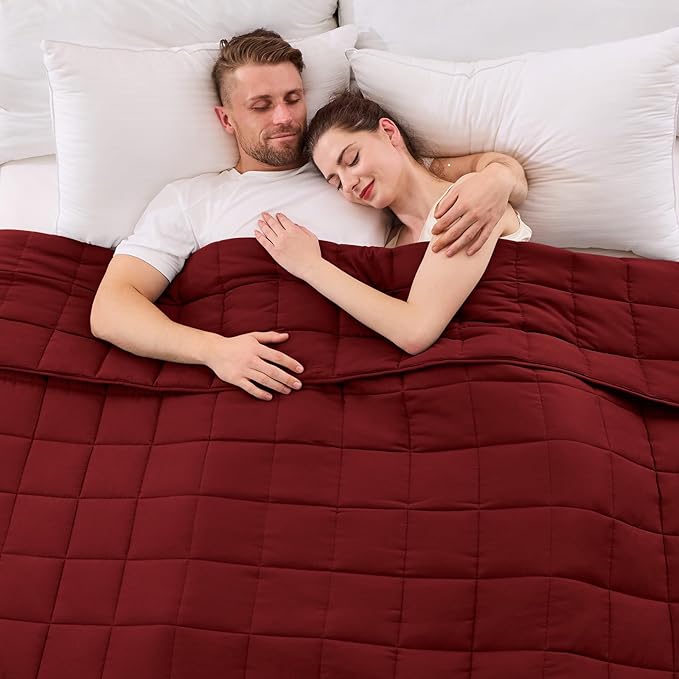 King Size Weighted Blanket for Adults (30 lbs, 80โ x 87โ, Red) Cooling Heavy Blanket for Sleeping Perfect for 290-310 lbs, Breathable Blanket for Adults & Couple All Season, Machine Washable