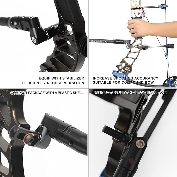 Single Side Adjustable V-Bar Mount Bow Stabilizer Quick Disconnect Rod for Compound Bow,High-Performance Compound Bow Stabilizer