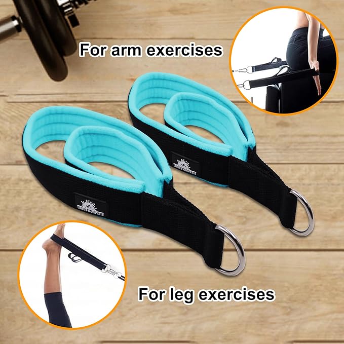 1 Pair Enhanced Pilates Double Loop Straps for Reformer, Thickened D-Ring Handle Straps, Yoga Exercise Accessories in 2 Lengths and Multicolor for Home Gym Workout-FlexoryFit