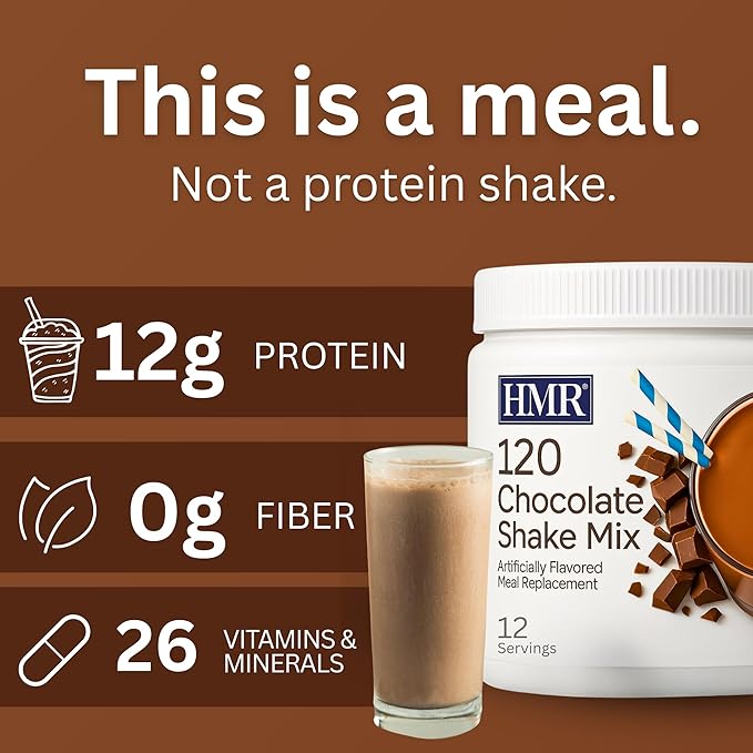 HMR 120 Chocolate Shake Meal Replacement Powder | Chocolate Shake Mix to Support Healthy Weight Loss | 12g of Protein | Nutritional Drink | Low Calorie Food | 12 Servings-FlexoryFit