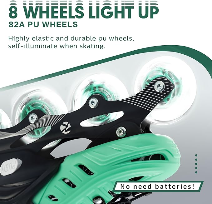 Inline Skates for Kids and Adult, Adjustable Fun Illuminating Skates for Girls, Boys, Women and Men Outdoor and Indoor, Beginner-FlexoryFit