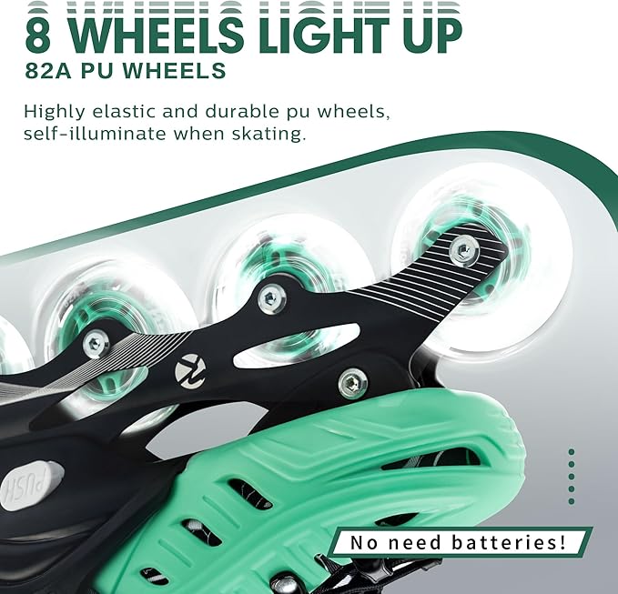 Inline Skates for Kids and Adult, Adjustable Fun Illuminating Skates for Girls, Boys, Women and Men Outdoor and Indoor, Beginner-FlexoryFit
