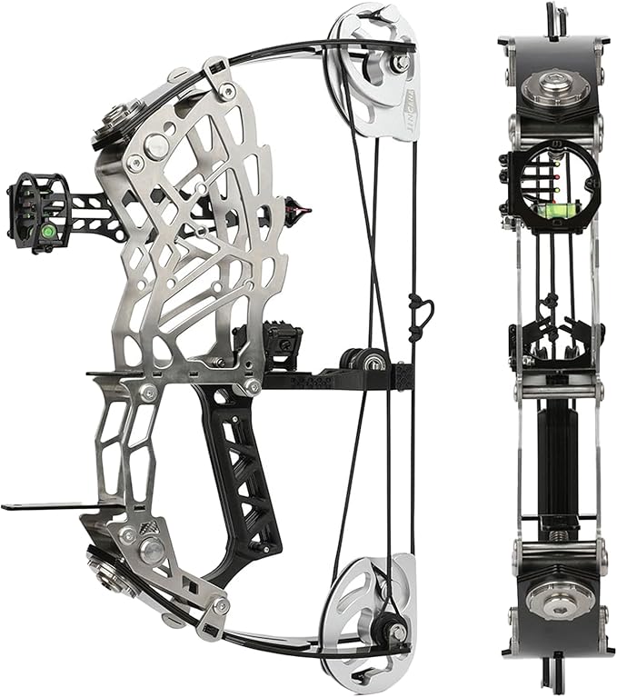 Short Axle Compound Bow Hunting Package Adjustable Draw Weight 15-32 Lbs No Bow Press Needed Includes 8 Carbon Arrows, Wrist Release & Sight Left/Right Hand (Short Shaft Type 1)