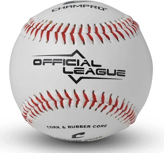 CHAMPRO CBB-90 Durahide Cover Baseballs in a Black Bucket – 30 Balls and one Rods Can Sleeve Included