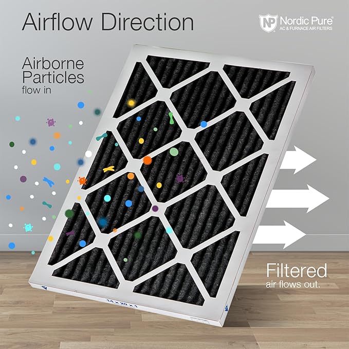 Nordic Pure 12x12x1 (11 3/4 x 11 3/4 x 3/4) Pure Carbon Pleated Odor Reduction Furnace Air Filters 3 Pack