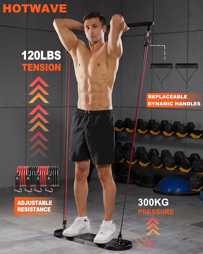 HOTWAVE Push Up Board Fitness, Portable Foldable 20 in 1 Push Up Bar at Home Gym, Pushup Handles for Floor. Professional Strength Training Equipment For Man and Women,Patent Pending-FlexoryFit