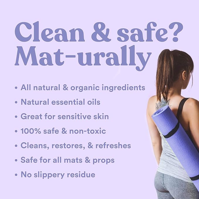 ASUTRA Yoga Mat Cleaner Spray (Peaceful Lavender), 4 fl oz - No Slippery Residue, Organic Essential Oils, Deep-Cleansing for Fitness Gear & Gym Equipment, Microfiber Towel Included-FlexoryFit