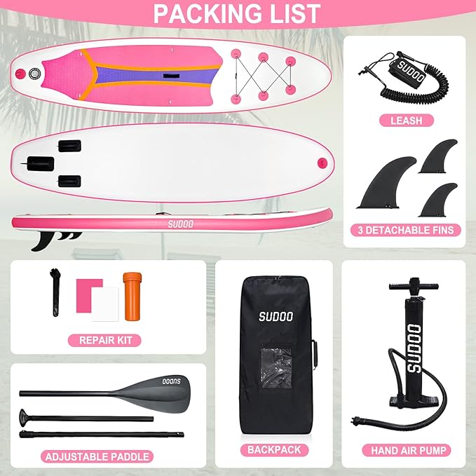 Inflatable Stand Up Paddle Board 10โx30โโ- Ultra-Light SUP with Backpack, Pump, Paddle, Coil Leash, 3 Fins, Repair Kit, Stable Design, Non-Slip EVA Deck for Adults & Youth
