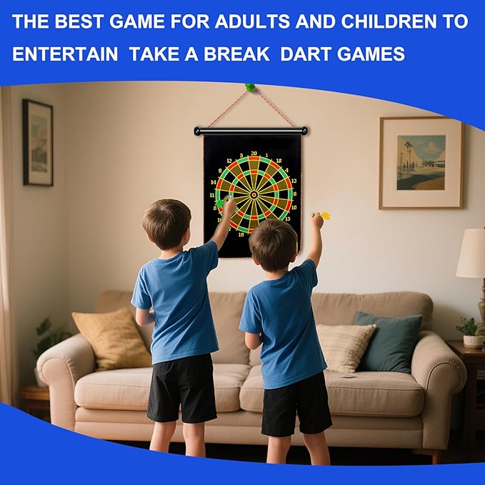 Magnetic Dart Board Outdoor Game Suitable for Children to Play Comes with 12 Darts Best Toys Gifts for Teenage Boys Girls Age 5 6 7 8 9 10 11 12 Years (12 in)