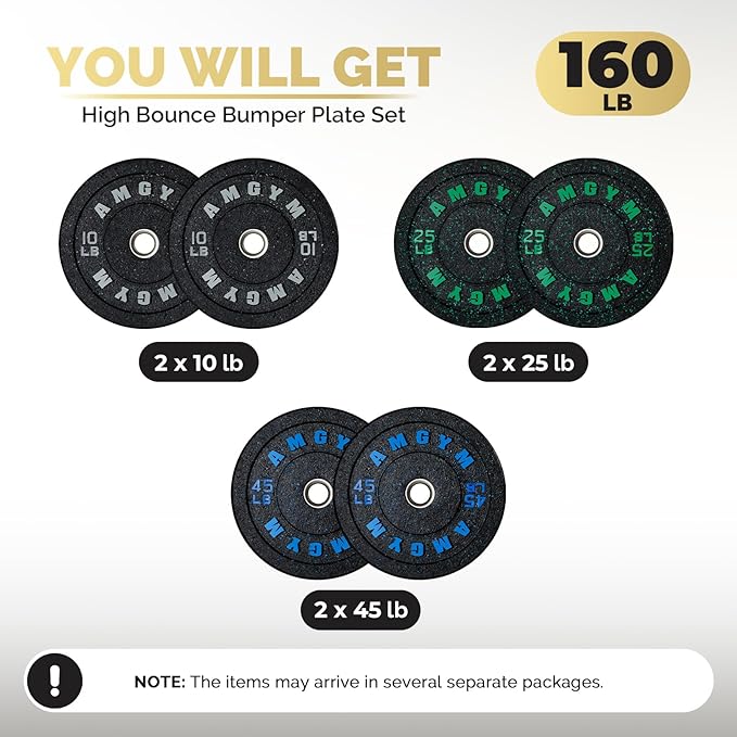 2 Inch Bumper Plates,10-500lbs,Barbell Rubber Olympic Weight Plates Set for Home Gym, Strength Training & Weight Lifting, Multiple Options Colors
