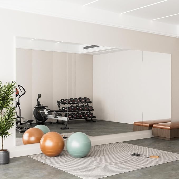 2PCS 75" X 47" Gym Mirror - Full Length Wall Mirror for Gyms, Dance Studios, Home and Yoga - Easy Installation, Ultra Light Shatterproof Nano Miorror Reduces 60% Commercial Insurance Costs, 5LB Each-FlexoryFit