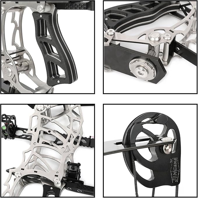 Short Axle Compound Bow Hunting Package Adjustable Draw Weight 15-32 Lbs No Bow Press Needed Includes 8 Carbon Arrows, Wrist Release & Sight Left/Right Hand (Short Shaft Type 1)