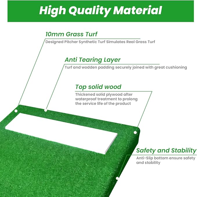 4" Pitching Mound, Baseball Pitcher's Mound with Carry Handle and Regulation Pitching Rubber, Baseball Pitching Training Equipment 30x30x4 Inch for Indoor and Outdoor-FlexoryFit